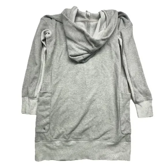 Lululemon Karmacollected Wrap Womens 6 Heather Gray Longline Hooded Sweatshirt - Picture 12 of 13